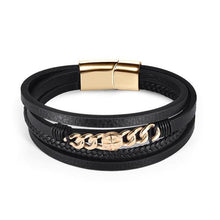 Load image into Gallery viewer, Stainless Steel Charm Magnetic Clasp Braided Multilayer Leather Wrapping Bracelet
