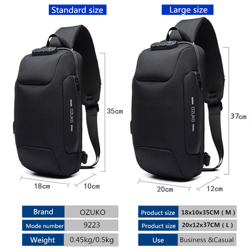 Multifunction USB Crossbody Bag  Anti-Theft Shoulder Messenger Bags