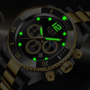 Sports Diver Clock Luxury Stainless Steel Waterproof Date Quartz Wristwatch
