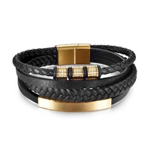 Load image into Gallery viewer, Stainless Steel Charm Magnetic Clasp Braided Multilayer Leather Wrapping Bracelet
