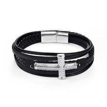 Load image into Gallery viewer, Stainless Steel Charm Magnetic Clasp Braided Multilayer Leather Wrapping Bracelet
