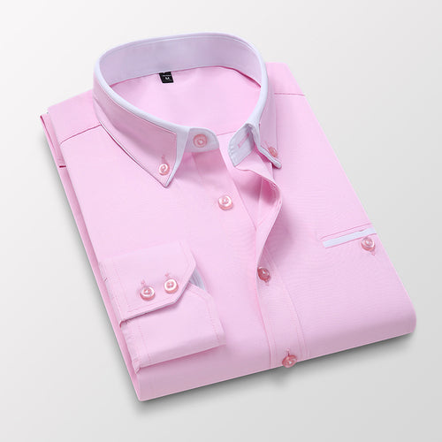 Men Casual Cotton Long Sleeve Light Dress Shirt