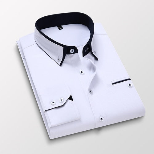 Men Casual Cotton Long Sleeve Light Dress Shirt