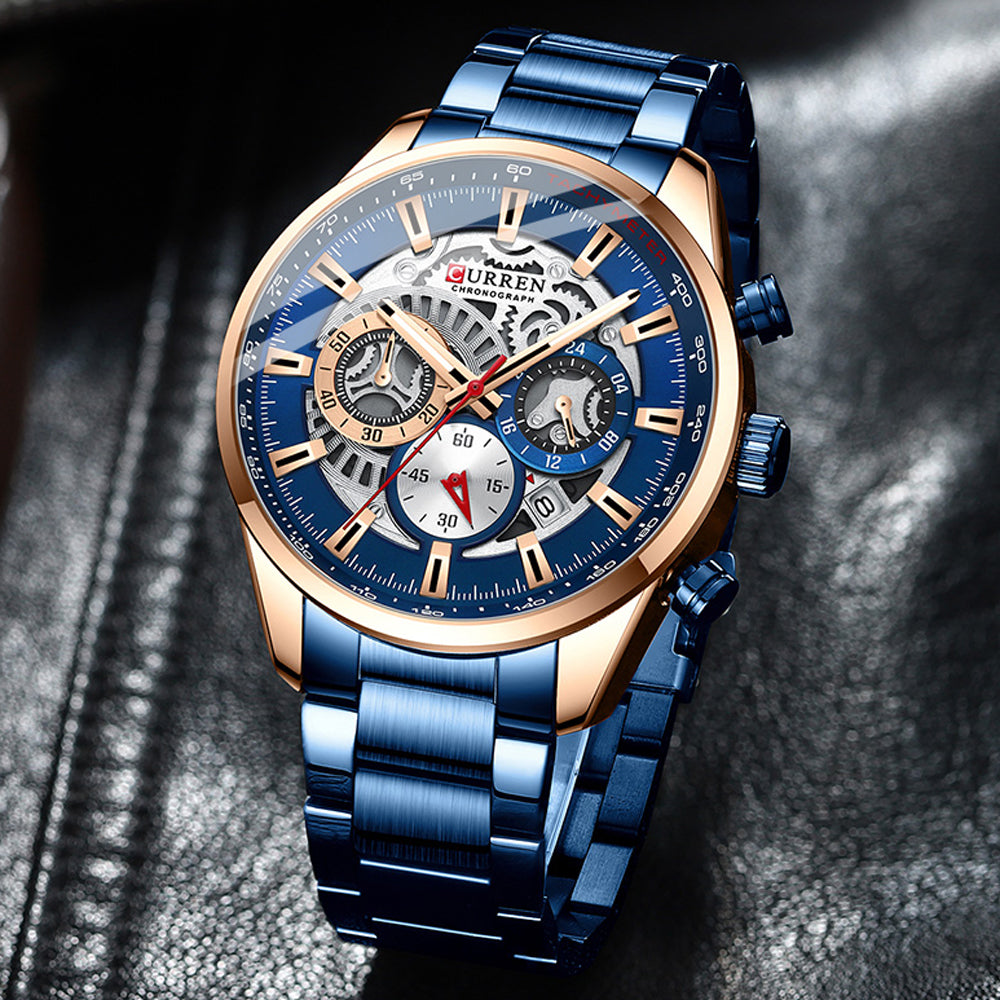 Mens Luxury Casual Quartz Wristwatches with Luminous Sport Chronograph Clock