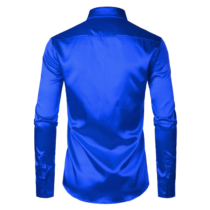 Men Elegant Silk Satin Shirt