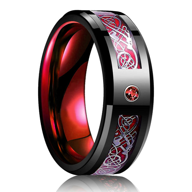 8mm Men Stainless Steel Celtic Dragon Ring