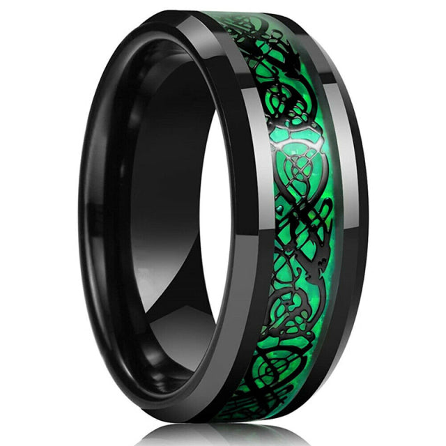 8mm Men Stainless Steel Celtic Dragon Ring