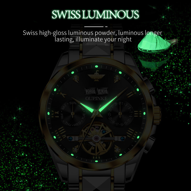 Swiss Luxury Sapphire Self Winding Tungsten Mechanical Wristwatch