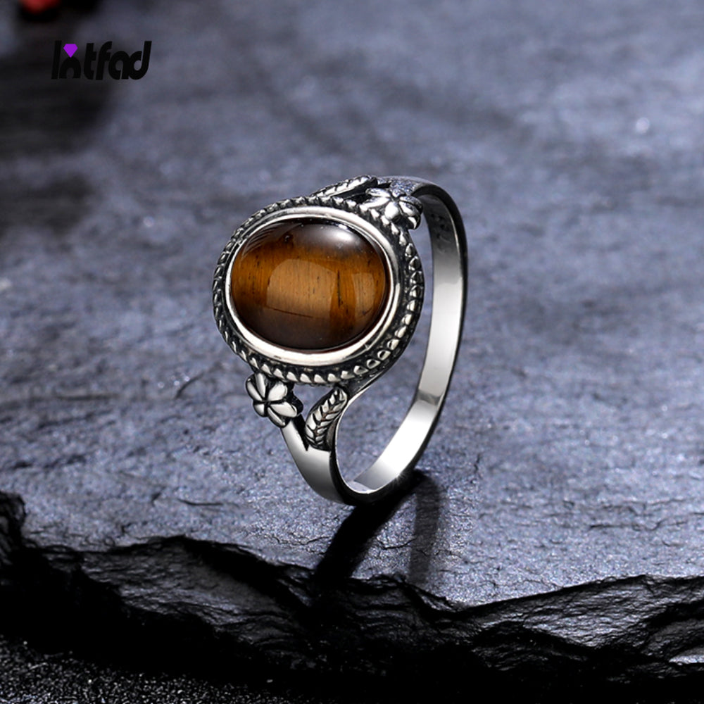 Gentlemen Natural Tiger Eye Stone Finger Ring