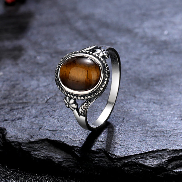 Gentlemen Natural Tiger Eye Stone Finger Ring