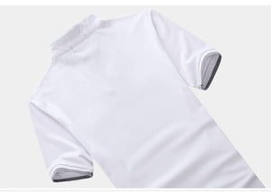 Men Cotton Casual Patchwork Short Sleeve Shirt