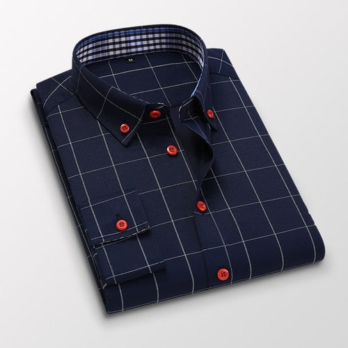 Men Casual Cotton Long Sleeve Light Dress Shirt