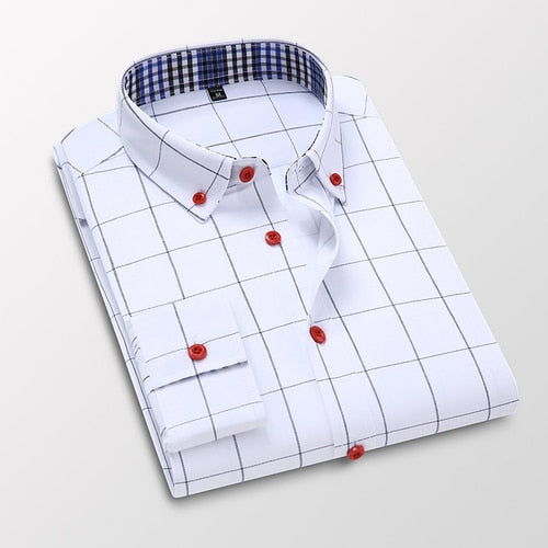 Men Casual Cotton Long Sleeve Light Dress Shirt