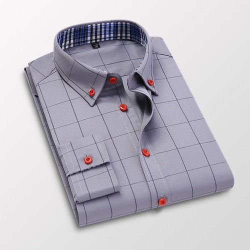 Men Casual Cotton Long Sleeve Light Dress Shirt