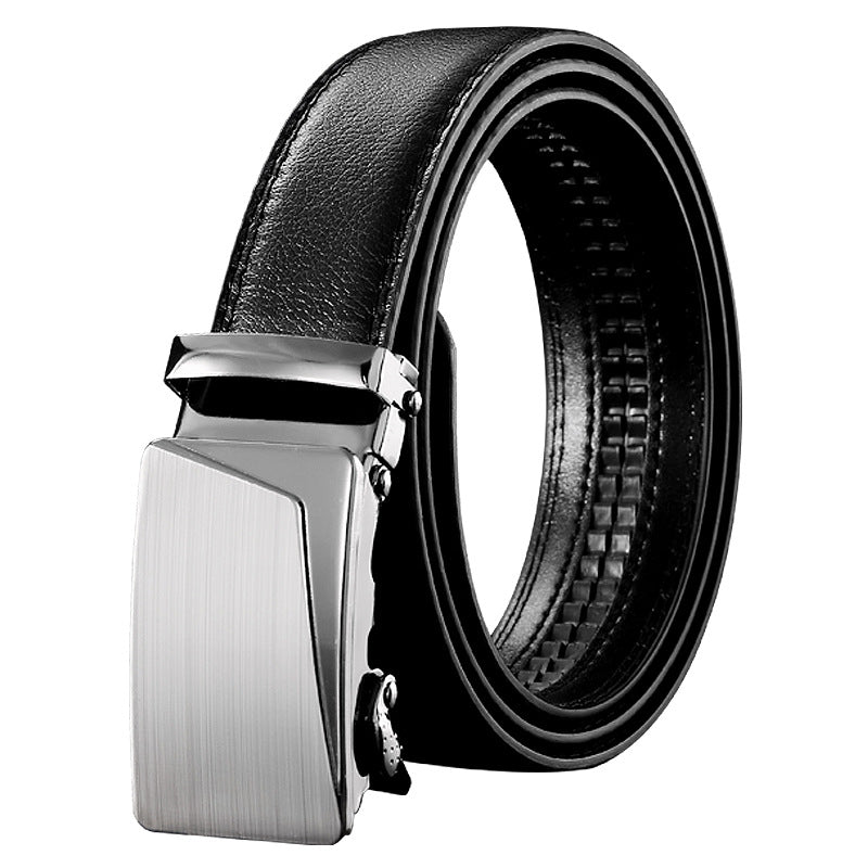 Mens Business Style Belt Black Pu Leather Strap  Automatic Buckle