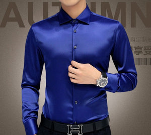 Plus Size 5XL  Luxury Dress Long Sleeve Silk Cotton Shirt