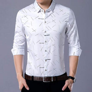 Men Casual Social Long Sleeve Line Designer Shirt