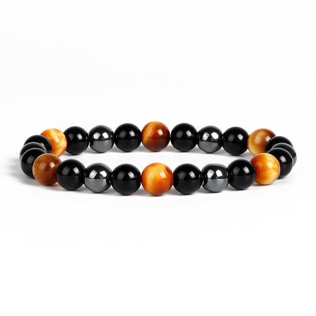 Natural Tiger Eye Obsidian Hematite Bead Bracelet