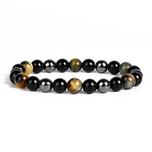 Load image into Gallery viewer, Natural Tiger Eye Obsidian Hematite Bead Bracelet
