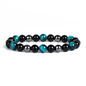 Natural Tiger Eye Obsidian Hematite Bead Bracelet