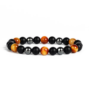 Natural Tiger Eye Obsidian Hematite Bead Bracelet