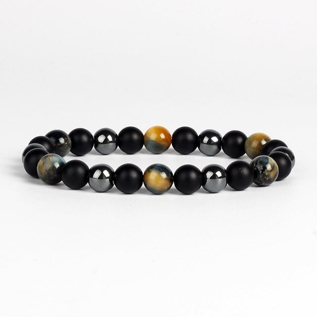 Natural Tiger Eye Obsidian Hematite Bead Bracelet