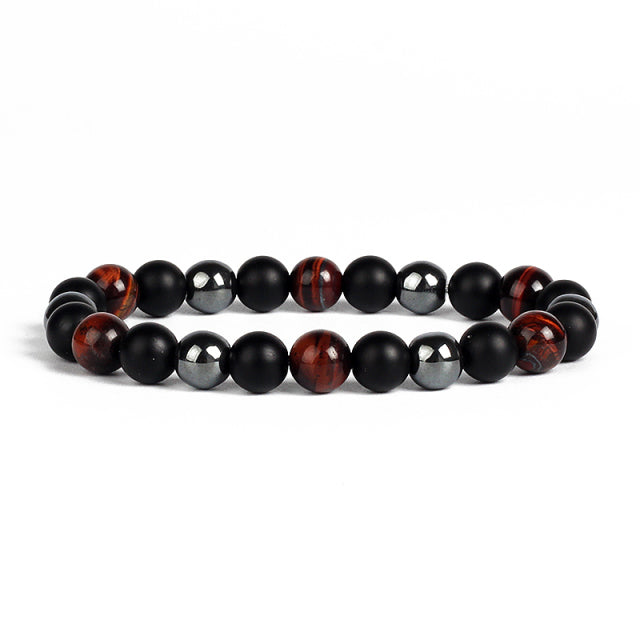 Natural Tiger Eye Obsidian Hematite Bead Bracelet