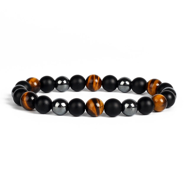 Natural Tiger Eye Obsidian Hematite Bead Bracelet