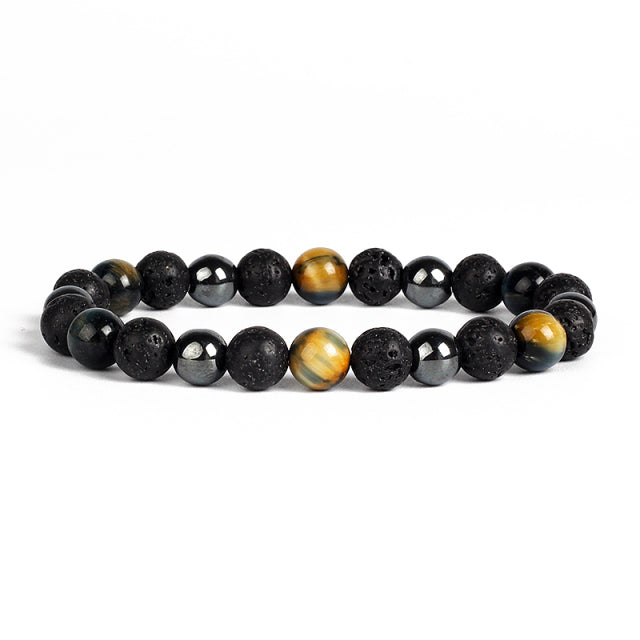 Natural Tiger Eye Obsidian Hematite Bead Bracelet