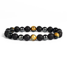 Load image into Gallery viewer, Natural Tiger Eye Obsidian Hematite Bead Bracelet
