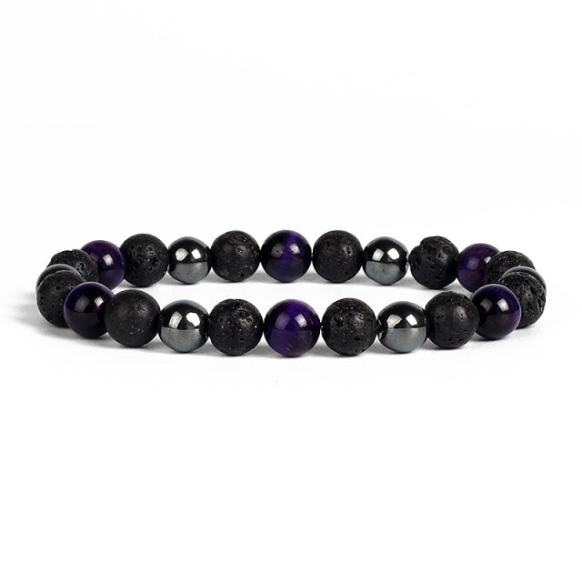 Natural Tiger Eye Obsidian Hematite Bead Bracelet