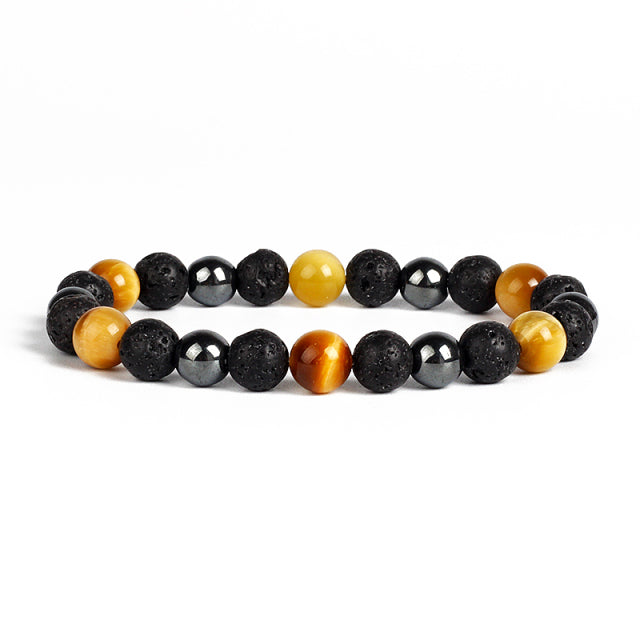 Natural Tiger Eye Obsidian Hematite Bead Bracelet