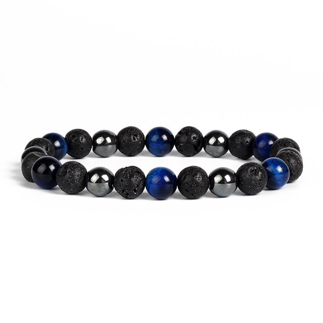 Natural Tiger Eye Obsidian Hematite Bead Bracelet