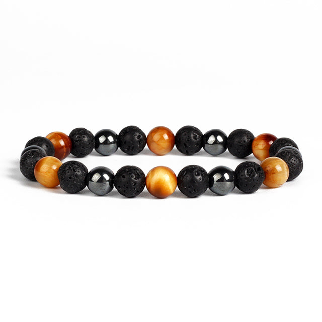 Natural Tiger Eye Obsidian Hematite Bead Bracelet