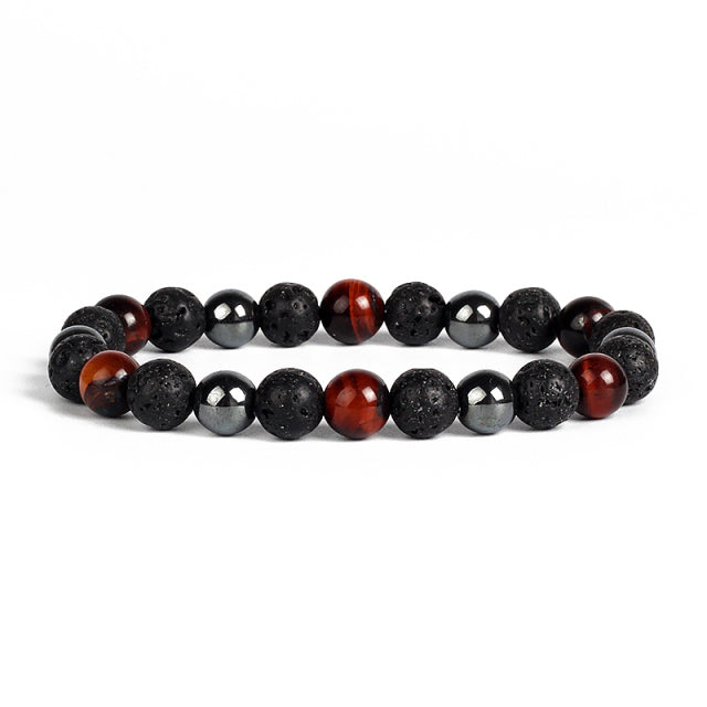 Natural Tiger Eye Obsidian Hematite Bead Bracelet