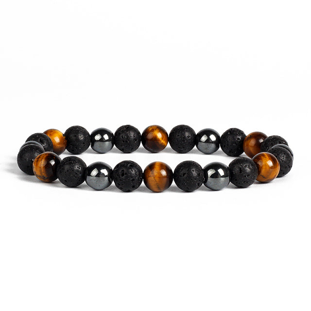 Natural Tiger Eye Obsidian Hematite Bead Bracelet