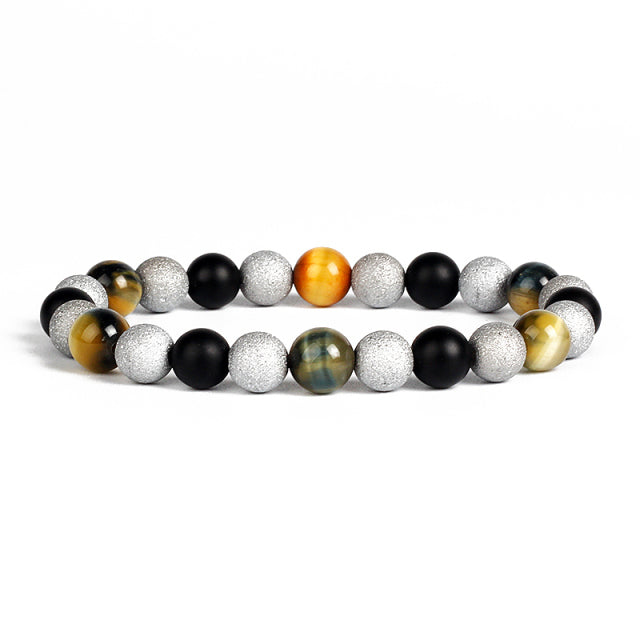 Natural Tiger Eye Obsidian Hematite Bead Bracelet