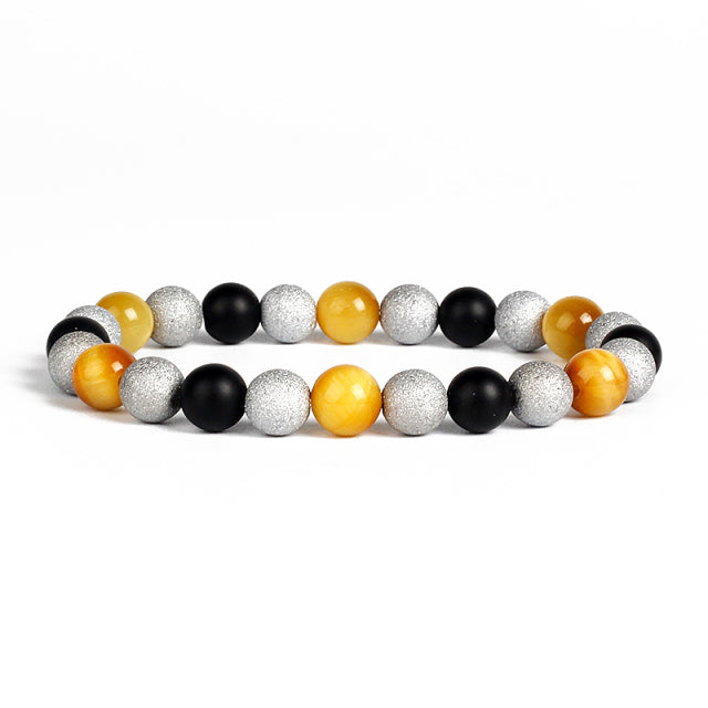 Natural Tiger Eye Obsidian Hematite Bead Bracelet