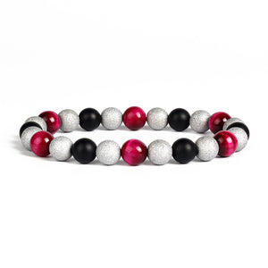 Natural Tiger Eye Obsidian Hematite Bead Bracelet