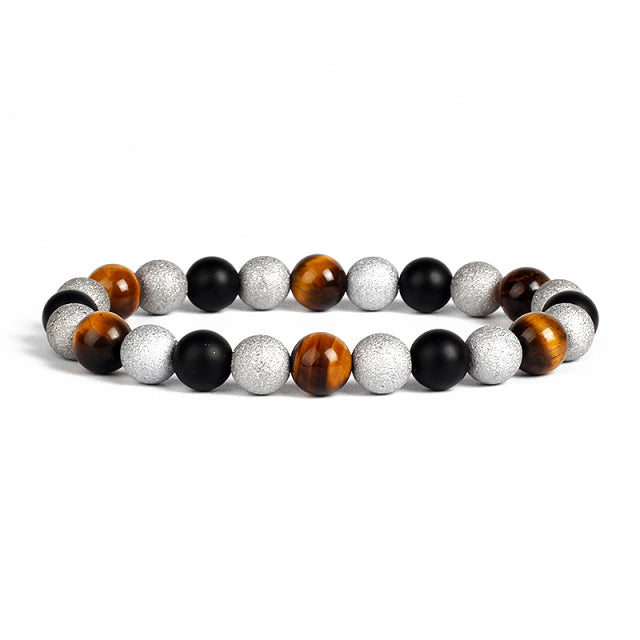 Natural Tiger Eye Obsidian Hematite Bead Bracelet