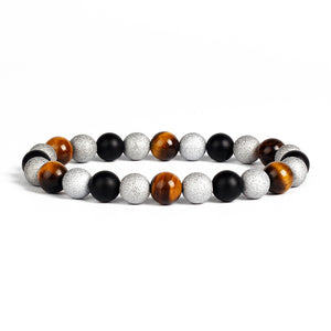 Natural Tiger Eye Obsidian Hematite Bead Bracelet