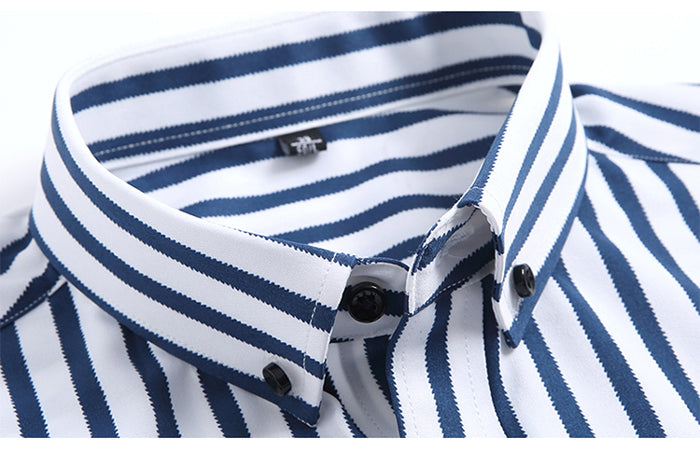 Casual Non-Iron Stretch Long Sleeve Striped Dress Shirt