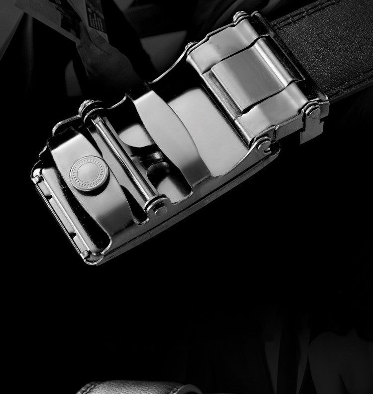 Mens Business Style Belt Black Pu Leather Strap  Automatic Buckle