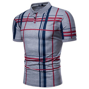 Camisa Masculina Men Plaid Polo Shirt