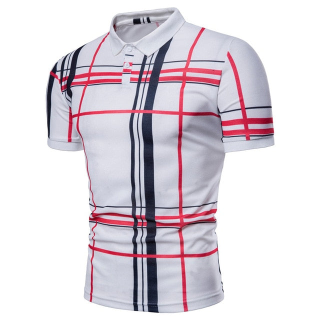 Camisa Masculina Men Plaid Polo Shirt